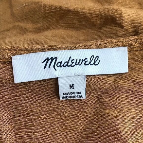 Madewell Balloon Sleeve Linen Blend Wrap Dress - Picture 5 of 6